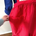 Vintage Christmas Apron Poinsettia Basket Ruffle Holiday Trimmings Cottagecore