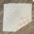 Vintage Pink White Gingham Baby Girl Quilt Crib Soft 33    X 33    Antique - Ex