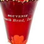 Vintage 1900s Eapg Ruby Stained Clear Glass South Bend Ind Souvenir Goblet