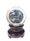 Great Wall China Li Bien Reverse Paint Glass Figurine Wood Base Travel Souvenir 