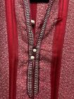 Men s Moroccan Djellaba Hooded Thobe Handmade Arab Dishdasha Red silver