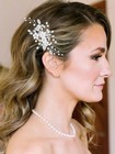 Flower Wedding Hair Clip Silver Pearl Bridal Hair Barrettes Rhinestones Hair 