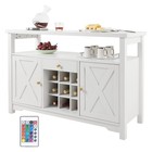 47 Inch Industrial Bar Cabinet Wine Rack Farmhouse Freestanding White