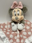 Disney Minnie Mouse Baby Lovey Security Blanket Gray Pink Polka Dot Plush Satin
