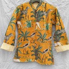 Block Print Cotton Coat  Mustard Yellow Safari Jungle Print Kantha Jacket 