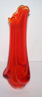 Vintage Viking Swung Glass Amberina Orange Vase 9 3 4  Tall Mid Century Stretch
