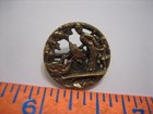 Vintage 5 8  Brass Metal Picture Button  Open Work  Woman Shooing Geese - Pp6