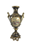 Antique French Sevres Style Cobalt Blue Porcelain Urn Vase Bronze Ormolu Mounts