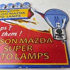Vintage Edison Mazda Lamps Sign - Light Bulb Auto Lamps Porcelain Gas Pump Sign