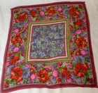 Vintage Adrienne Vittadini Silk Scarf Red Purple Pink Floral 30    Square 