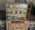 Vintage 1950 s Ideal Toy Corp Metal Tin Child s Toy Kitchen Hutch With Dishes