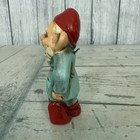 Vintage Gnome elf Ceramic Hand Painted Chalkware 4    Ornaments Figurine With Pipe