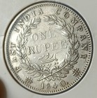  v0u9 old  East India Company 1840 Victoria Silver Rupee Indian Head 11 6gm