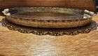 Vtg  Oval Vanity Tray Gold Ornate Floral Scalloped Wall Hanging Mirror  23   x9   