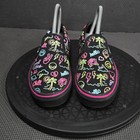 Vans Classic Slip-on Shoes Kids Size 3 Black Neon Print Canvas Skate Sneakers