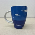 Aegean Art Greece Coffee Mug Mykonos Blue Ceramic Cup Souvenir Folk Art Sea Vtg