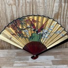 2 Vintage Asian Folding Wall Fans Birds And Floral Design 24 