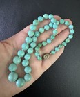 Vintage Chinese Export Turquoise Graduated Round Bead Necklace 18  50 4g