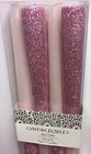 Cynthia Rowley Set 4 Tapered Pink Metallic Glitter Wax Dinner Candles 10    Nip