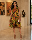 Ashro Emelie 12 African Print Fit Flare Knee Length Dress Afrocentric Resort Vac