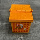 Vintage Fisher Price Picnic Basket W  Bears  677 Orange W  Handles 1974