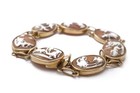 Lovely Antique 9k Gold Hand Carved Shell Cameo Bracelet 