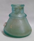 Vintage Beach Sea Glass Inkwell With Barnacle Antique