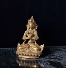 Antique Heavy Cast Bronze Vajrasattva Bodhisattva Seated Buddhist Tibetan  15cm