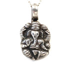 Hindu Ganesha Elephant God Sterling Silver Petite Pendant Necklace Estate Find