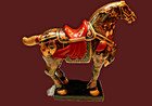 Antique Tang Style Hand Painted Hand Carved Gold Gilt War Horse