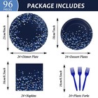 96 Pcs Blue And Silver Party Supplies Dot Confetti Paper Plates Sparkly Glitter 