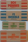Vintage Lot 100 Coin Roll Wrapper Tubes  Penny Nickel Dime Quarter Half Dollar  