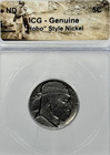 Hobo Style Buffalo Nickel 5c Icg Genuine Nd Signed Carving Hobo Label
