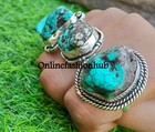 Fabulous Antique Turquoise Gemstone 925 Sterling Silver Plated Lot Rings