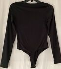 Women Bodysuit Thongs Underwear Romper Snap Leotard Vneck Long Sleeve Jumpsuit
