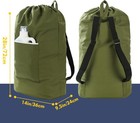 Canvas Laundry Bag  Washable Laundry Backpack  Adjustable Straps  Large Front