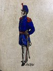 Us Army Wall Plaque Wood Watercolor Art 1858 Line Officer Original Rare Antique