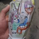 A Pair Unique Chinese Collectable Art Hand Famille Rose Porcelain Figure Vase