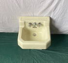 Vtg Deco Mid Century Ivory Buttercream Porcelain Cast Iron Old Wall Sink 104-25e