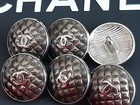 Chanel Cc Silver-brown Logo Round    18mm  Buttons Set Of 6 Rare