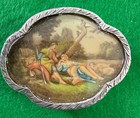 Vintage Italian 800 Silver Courting Scene  Snuff  Tricklet Or Pill Box