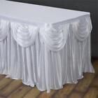 14 Feet White Satin Drape Table Skirt Banquet Wedding Catering Supplies Banquet