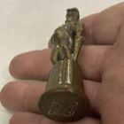 Vtg Or Antique Brass Or Bronze Wax Seal Stamp Figural Man Cane  Monogrammed