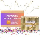 Elegant Gold Birthday Candles - 100 Pack  Tall 3 25  Cake   Table Decor  Milesto