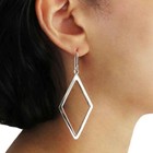 Stylish 925 Sterling Silver Rhombus Dangle Earrings For Women Geometric Design
