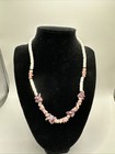 Angel Skin Coral Chips Puka Orchid Shell Beads 18    Vintage Barrel Clasp Necklace