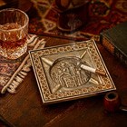 Vintage Persian Khatam Kari Inlaid Brass Repouss   Ashtray 6    Square