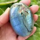 Natural Labradorite Quartz Crystal Polished Palm Stone Ore Reiki Specimen Decor