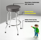 Torin Swivel Bar Stool  Padded Garage shop Seat With Chrome Plated Legs  Black 