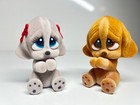 Giordano Sad Sam And Honey Felted Flocked Mini 3    Toy Puppies Hound Dog Figures